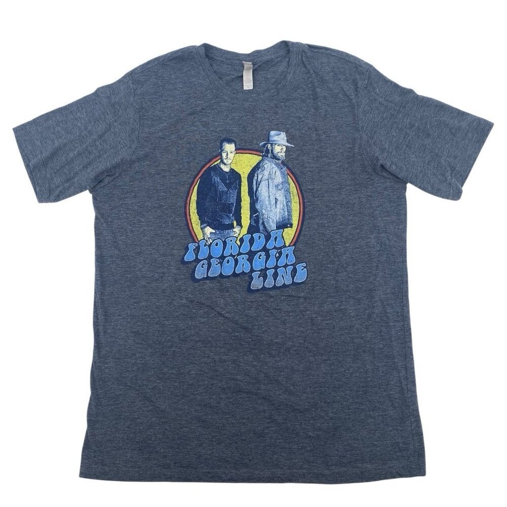 Florida Georgia Line Concert T-Shirt Heather Blue Graphic Print Unisex Size XL
